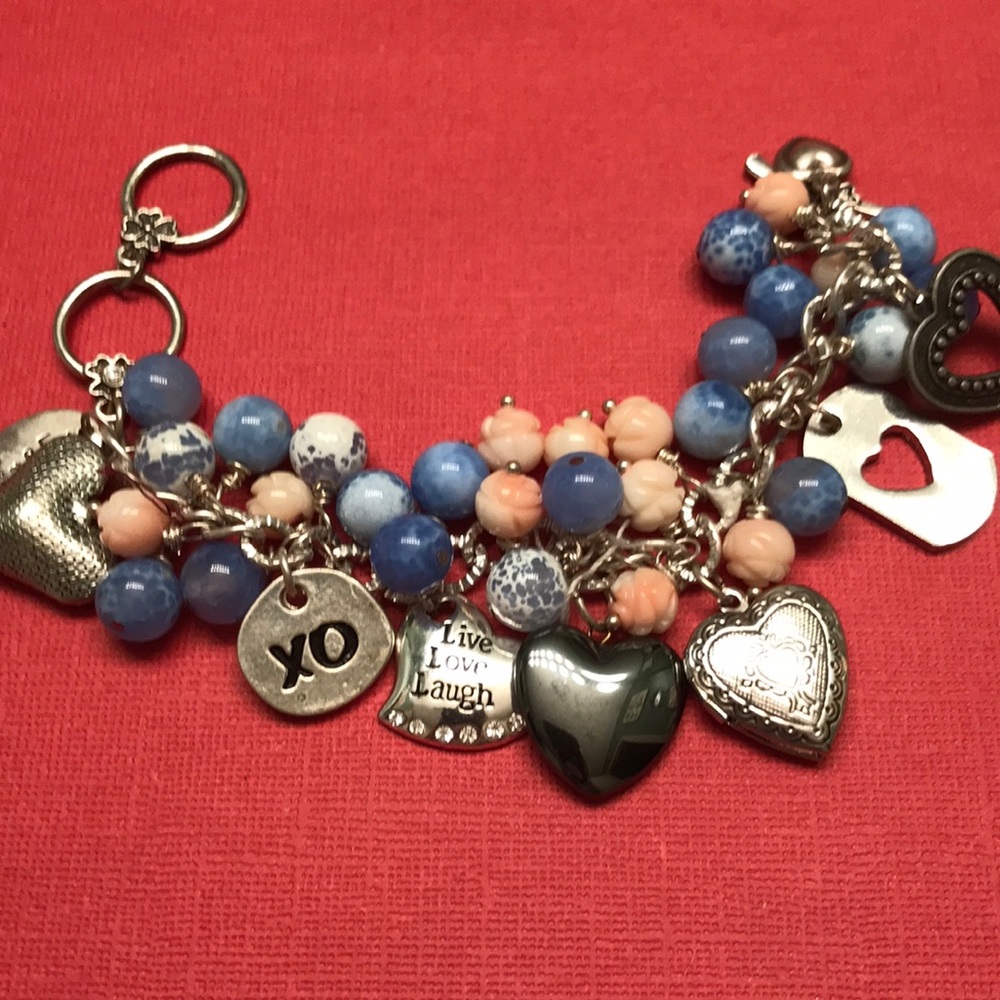 Valentines Day Love  Beaded Heart  Charm Bracelet